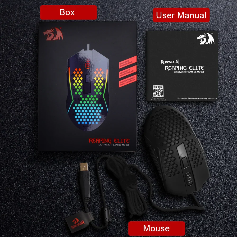Redragon M987P-K Reaping Elite Lightweight RGB Gaming Mouse Redragon M987P-K Reaping Elite Lightweight RGB Gaming Mouse